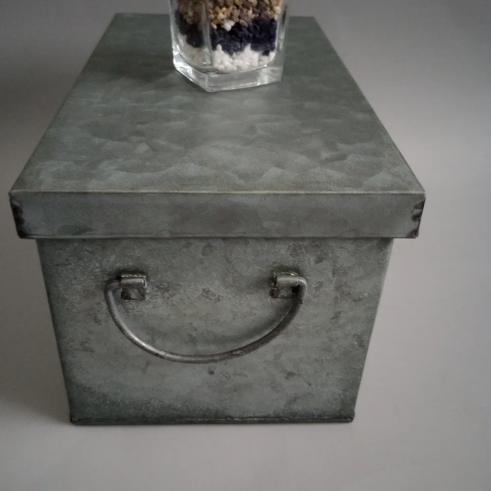 Decorative box galvanized laminate lightweight handles  removable lid new